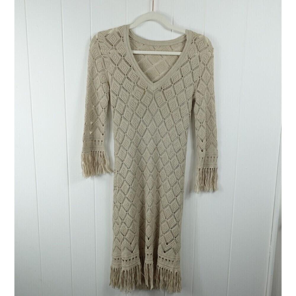 Trina Turk Womens Crochet Fringe Dress X-Small